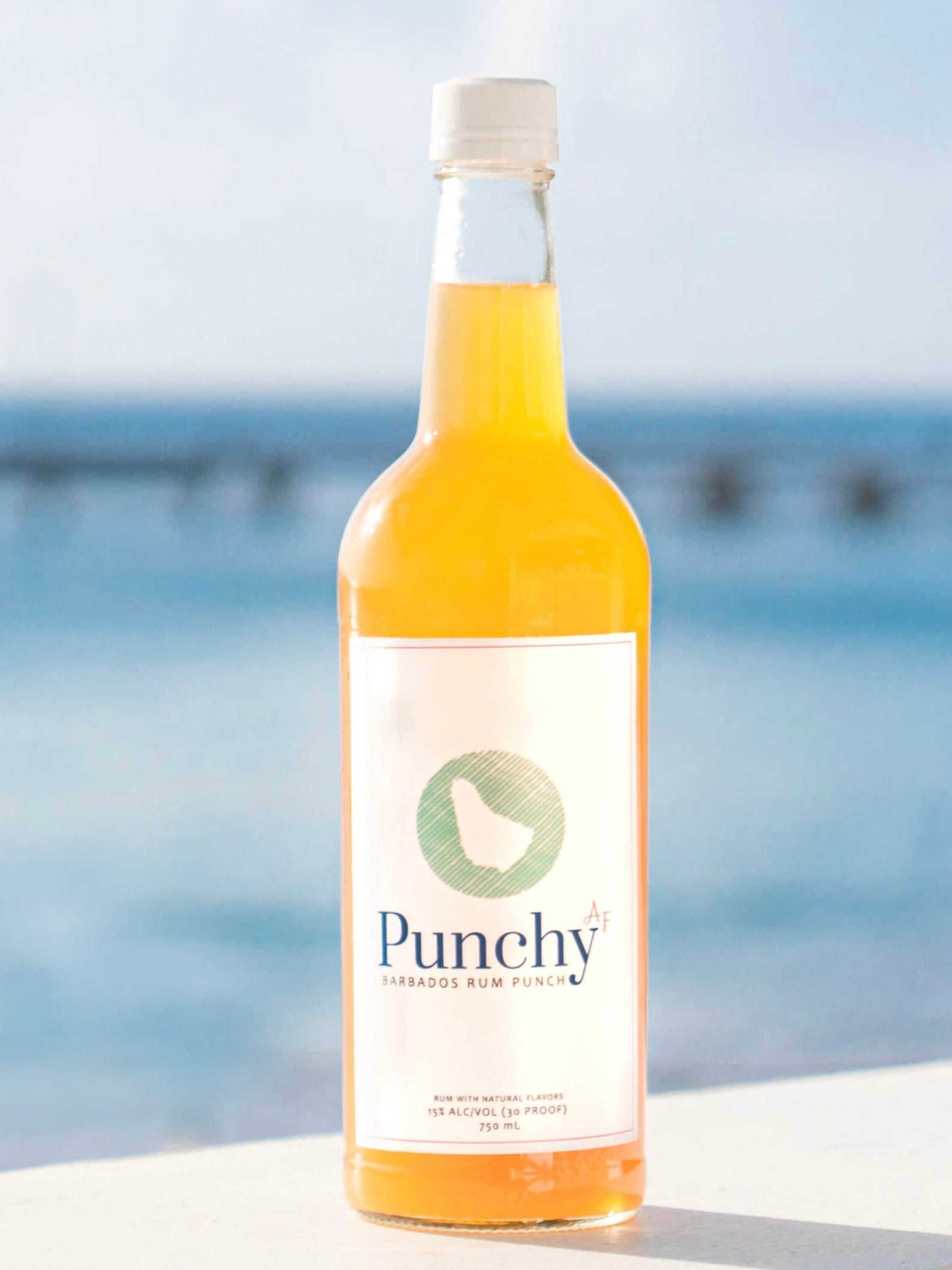 Bottle of Punchy AF on white table